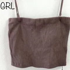 【GRL】タグ付　2Wayパット付きクロップド丈リブテレコキャミソール　モカ