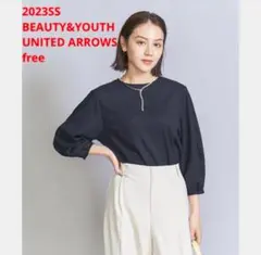 未使用＊BEAUTY&YOUTH 楊柳ラウンドヘムプルオーバー 上品ネイビー