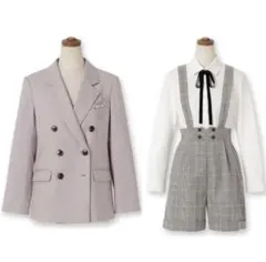 【着用感あり】パープルダブルブレストジャケットとショートパンツセット