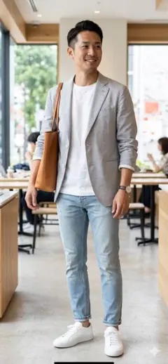 【美品】Mitsumine ミツミネ　麻2Bジャケット　Mサイズ　グレー