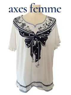 axes femme 半袖 Tシャツ リボン マリン柄のサムネイル