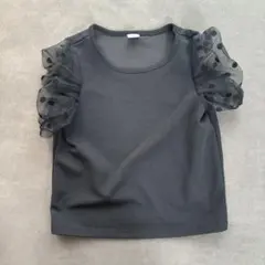 SHEIN ドット柄シースルー袖 トップス ブラック 5Yのサムネイル