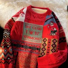 クリスマス セーター メンズ ニット 赤