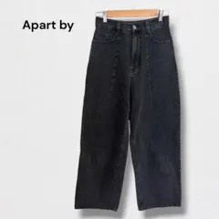 アパートバイ カーブデニムパンツ ジーンズ ワイドストレート きれいめ ブラックのサムネイル
