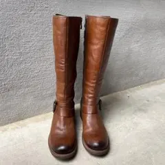ブラウン ロングブーツ ジッパー付き