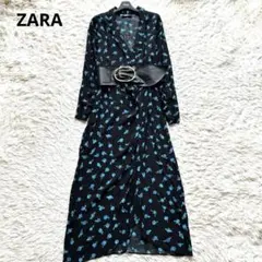 ZARA ザラ フラワープリント ラップロングワンピース カシュクール