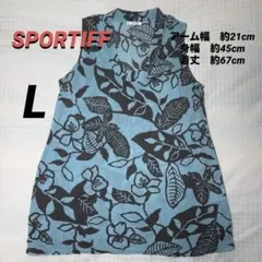 SPORTIFF スポーティフ ボタニカル柄 ノースリーブ ブルー Lのサムネイル