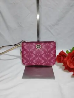 超美品 コーチ COACH シグネチャー リストレット ポーチ カードポケット