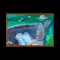 黒部ダム　富山　黒部川　雨のち晴れ　絵画　油絵　風景画　【mc0526】