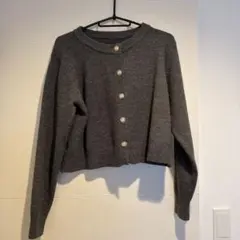 GRL ゴールドボタンクルーネックニットカーディガン