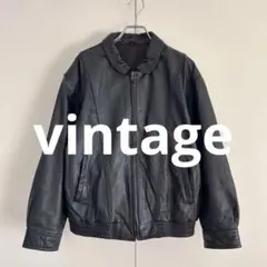 古着 シングルレザー ジャケット L ブラック 短丈ボックス 90s ストリート