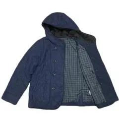 ピーコート ウールキルディング ネイビー 裏地チェック柄 フード アウター 3L