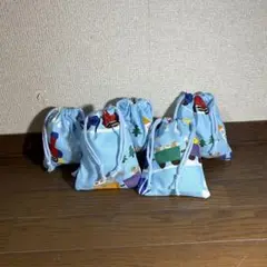 ハンドメイド　水色① 巾着5点セット