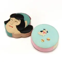 653B 古い縮緬細工 2点 小箱 小物入れ レトロ