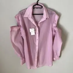 NICE CLAUP ピンクパープル　シースルー シャツ　ブラウス　新品