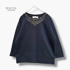 BEAUTY&YOUTH ビジュー スウェット 濃紺 UNITED ARROWS
