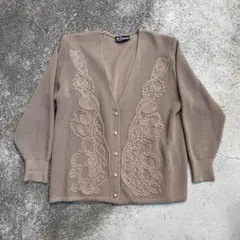 90’sニット花モチーフカーディガン 古着