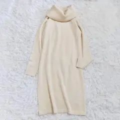 ラルフローレン ニットワンピース M 長袖 ハイネック アイボリー