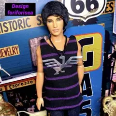 バービーケン　紫✖︎黒ボーダーニットタンク★ホーク silverチョーカー☆★★★