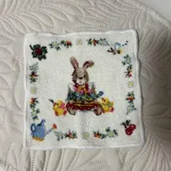 【未使用】フルテモール アニマルモチーフ ウサギ ハンカチ カワサキ