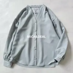 マイカアンドディール　ボリュームスリーブ　パールボタンブラウス