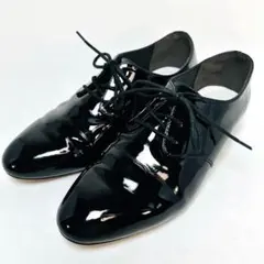 【美品】Fin フィン 24.5 レースアップシューズ エナメル 低反発 黒