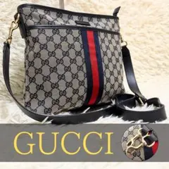 美品 グッチ シェリーライン GG キャンバス レザー ショルダーバッグ ロゴ