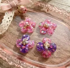 No.2775ハンドメイド レジンヘアゴム ドライフラワー 猫 くすみレッド