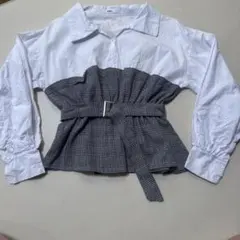 GRL チェック柄切り替えブラウス 長袖