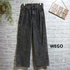 WEGO ワイドデニム ブラックデニム ケミカルウォッシュ 大人可愛い M
