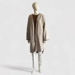 ノーカラーコート ロングコート