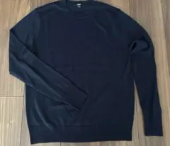 ユニクロ　エクストラファインメリノウール　クルーネックセーター　ネイビー