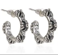 シルバー925 ピアス メンズ レディース 銀 クロス・フープ　両耳