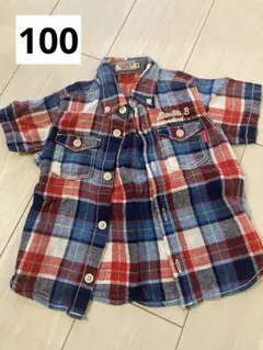 ダブルビー 半袖 チェックシャツ 100 ミキハウス