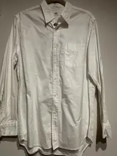 ユニクロホワイト 長袖シャツ Lサイズ ポケット付き中古オックス