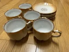 ホワイトとゴールドのカップ5個セット