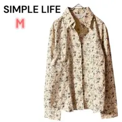 SIMPLELIFE ペイズリー柄 コットン 長袖シャツ 花柄 総柄 ベージュのサムネイル