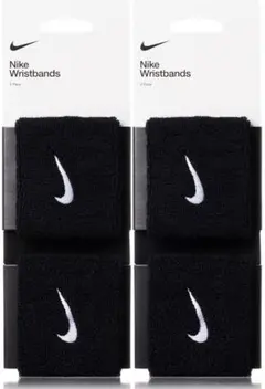 Nike 黒 スウッシュリストバンド 2個入りを2個セット