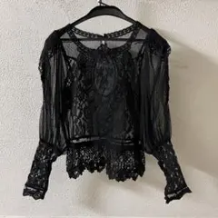 ベル ヴィンテージ レースブラウス ブラック 1回着用 美品 ラベルエチュードのサムネイル