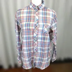 coen コーエン <M> シャツ 青系　チェック柄 コットン 長袖 23