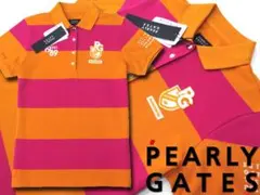 新品●パーリーゲイツ●日本製　刺繍クレストロゴ ボーダー柄 鹿の子ポロシャツ　S