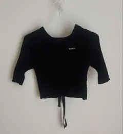 Chico グログランリボンニット リブ編み 半袖トップス　ブラック　F