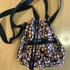 レスポの巾着ヒョウ柄ショルダーバッグ