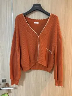 LOWRYS FARM オレンジニットカーディガン