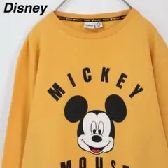 【大人気】ディズニー／スウェット　トレーナー　ミッキー　ビッグロゴ　M　裏起毛