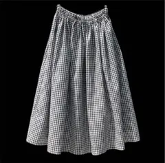 ギンガムチェック フレアスカート 黒