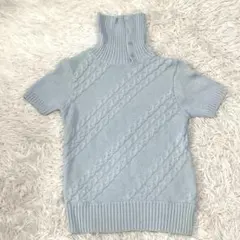 MOSAIQUE モザイク　ニット　半袖　水色　M　ハイネック　かわいい 夏服のサムネイル