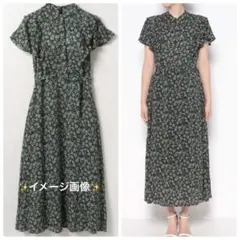 セール即完売アルアバイル ⭐︎フラワープリントラッフルカラーワンピース 2グリーン セール即完売アルアバイル ⭐︎フラワープリントラッフルカラー