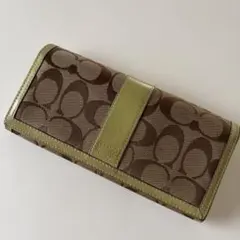 COACH シグネチャー 長財布 ブラウン×ライトグリーン
