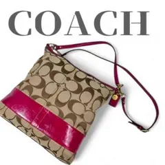 COACHコーチ ワンショルダー バッグ F12824 シグネチャー ピンク